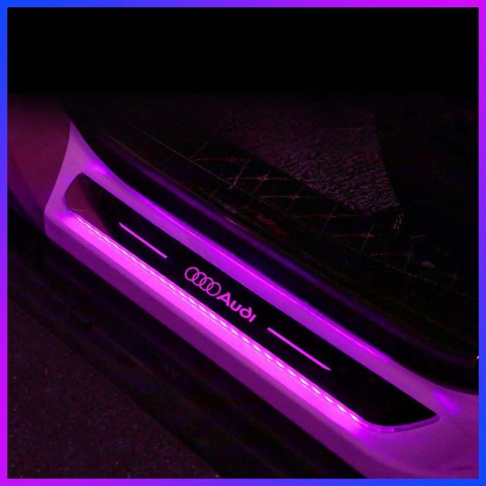 Lot de 2 plaques de seuil de voiture à LED