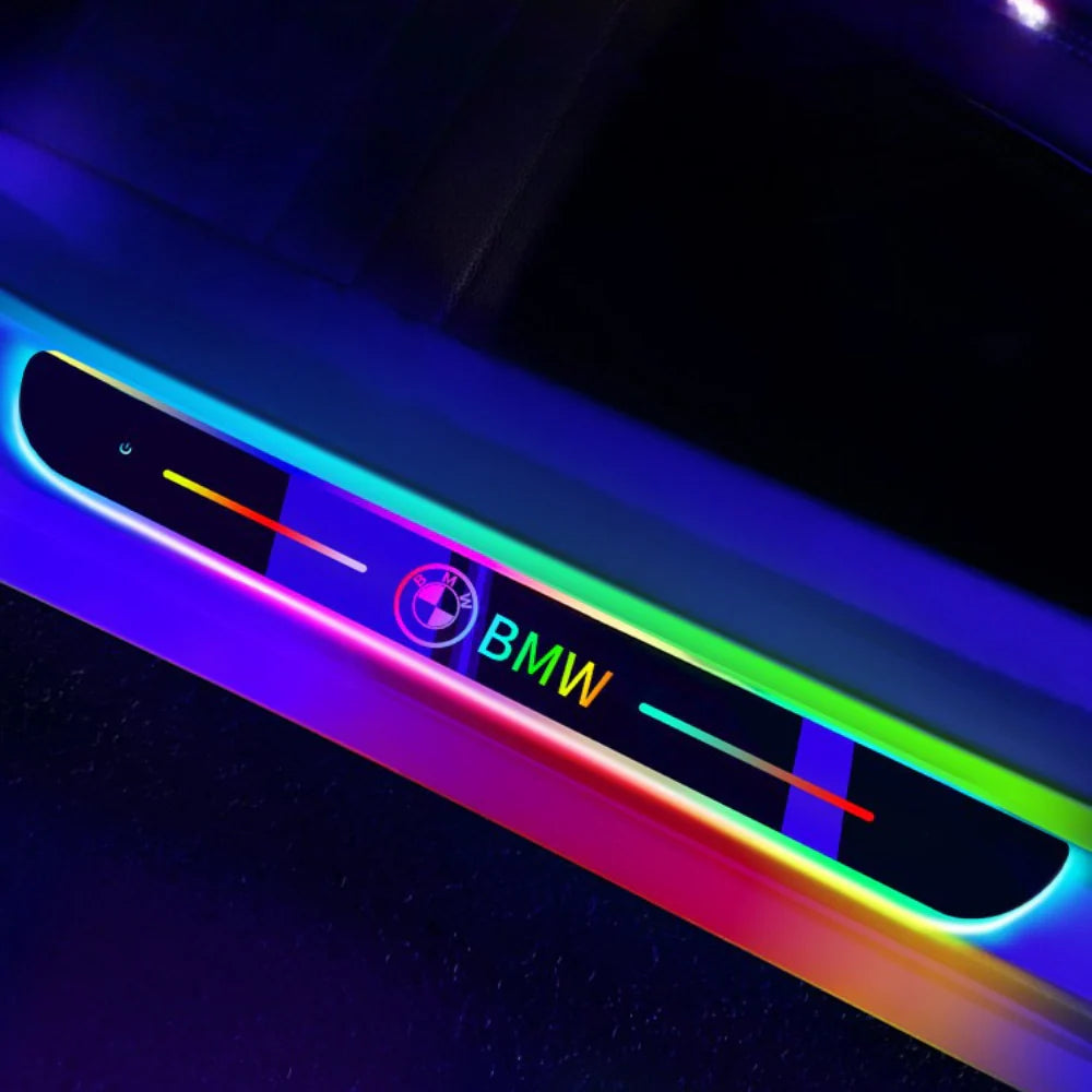 Lot de 2 plaques de seuil de voiture à LED