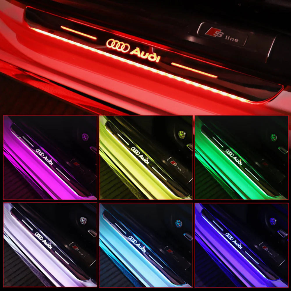 Lot de 2 plaques de seuil de voiture à LED